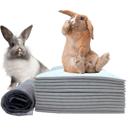 Kathson 100 Piece Rabbit Pee Pads Disposable Pet Cage Liners With Activated Carbon Odor Control For Small Animals 35 x 45 Centimeters