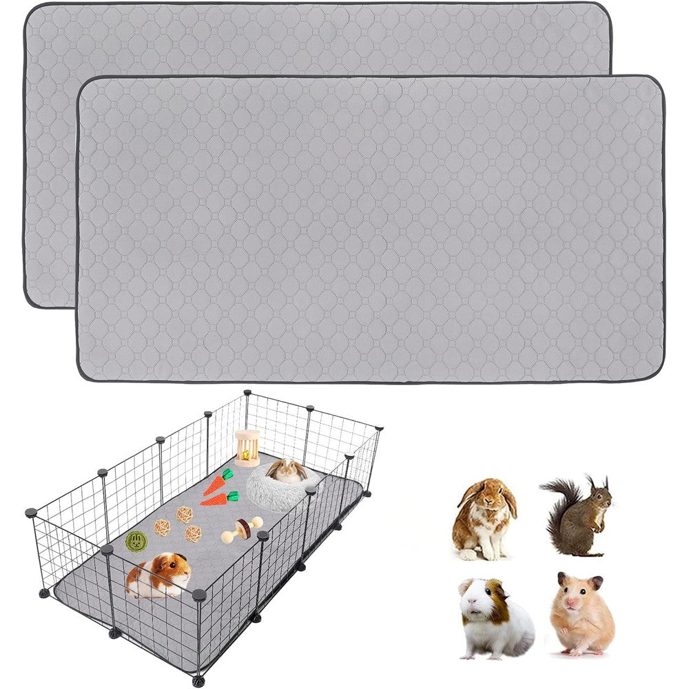 LWYMX 2 Pack Guinea Pig Cage Liners 24 Inch By 48 Inch Washable Pee Pads Non Slip Reusable Absorbent Fleece Mat For Small Animals Hamster Rabbit