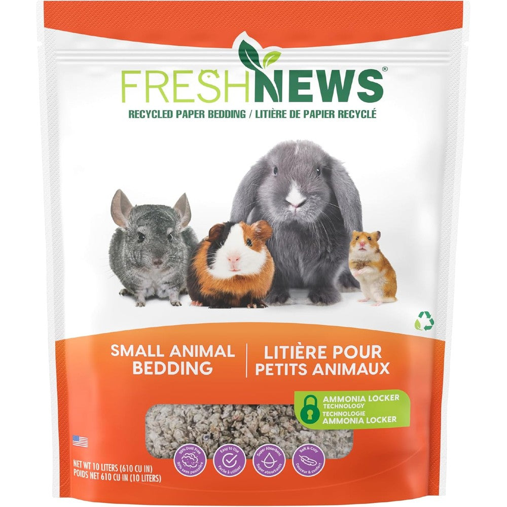 Fresh News Recycled Paper Small Animal Bedding Moisture Locking Odor Control Formula For Rabbits And Hamsters 40 Liters