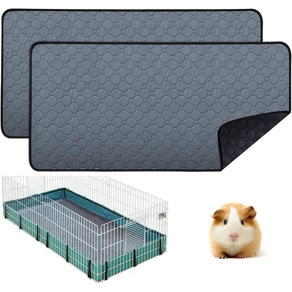 Pequano Washable Guinea Pig Cage Liners Waterproof Reusable Pee Pads For Small Animals 24 Inch By 47 Inch Pack Of 2