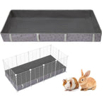 FunFurry Waterproof Guinea Pig Cage Liner Washable Tarp Bottom Base For Small Animals Dark Grey Paw Print 24 Inch X 48 Inch
