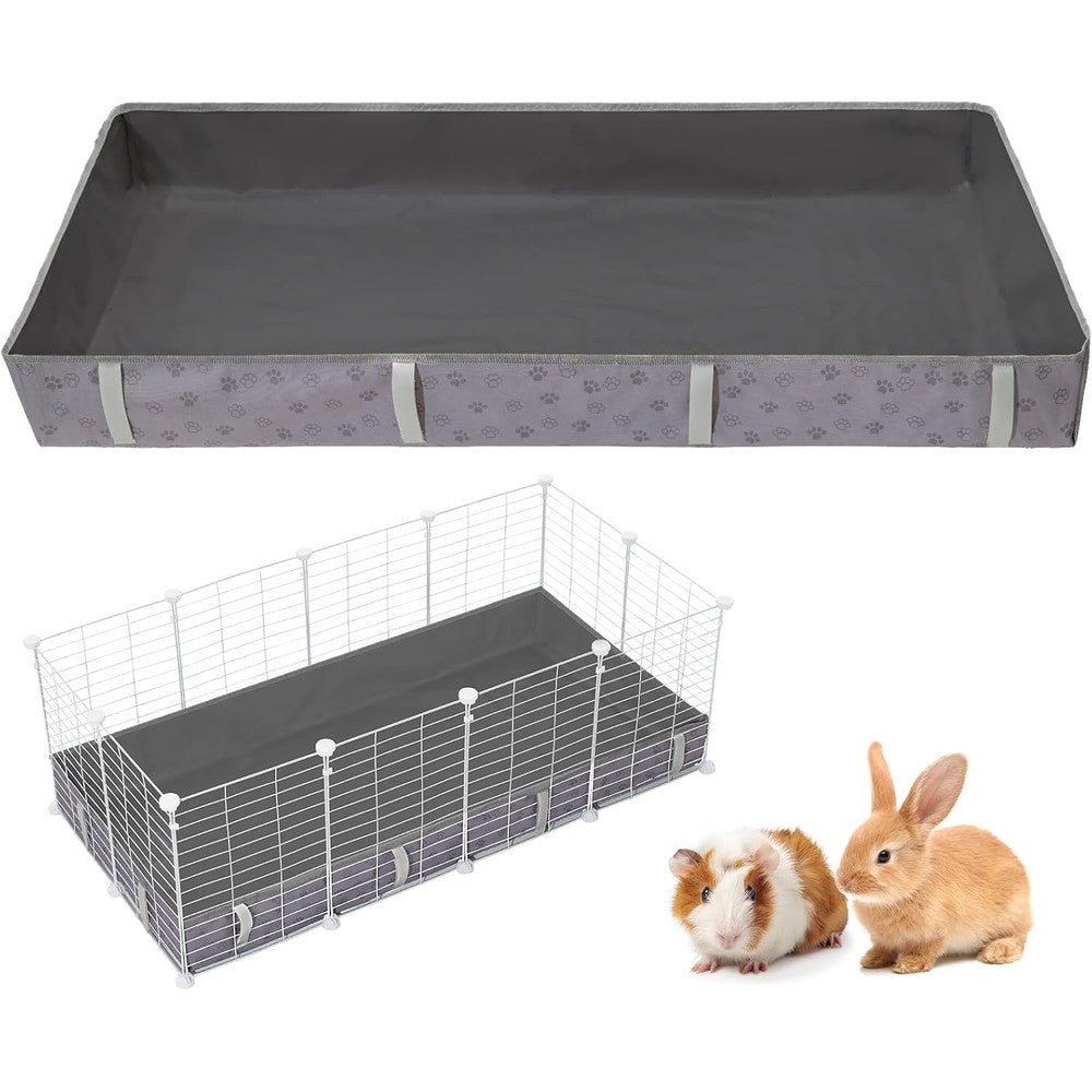 FunFurry Waterproof Guinea Pig Cage Liner Washable Tarp Bottom Base For Small Animals Dark Grey Paw Print 24 Inch X 48 Inch