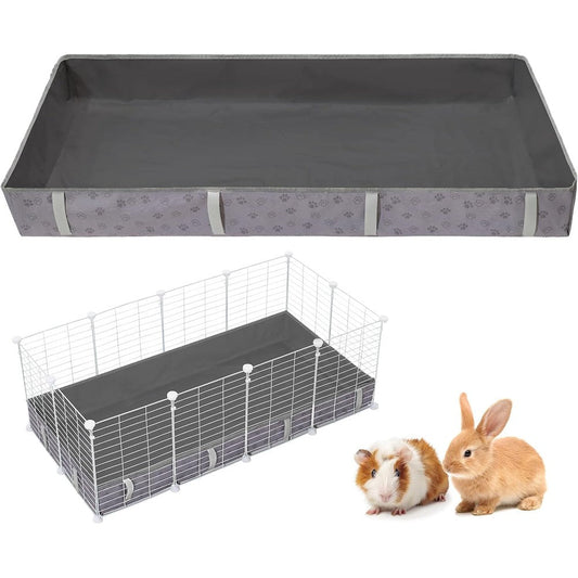 FunFurry Waterproof Guinea Pig Cage Liner Washable Tarp Bottom Base For Small Animals Dark Grey Paw Print 24 Inch X 48 Inch