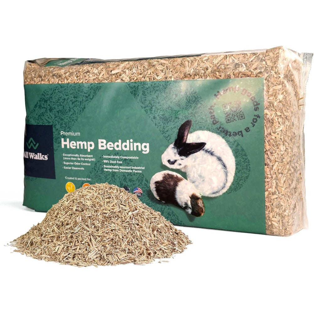 All Walks Hemp Bedding For Small Animals 18.5 Liters 3.7 Pounds Natural Sustainably Sourced Low Dust Odor Control Cage Substrate For Pets