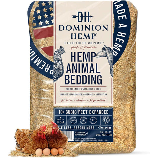 Dominion Hemp Premium Hemp Bedding For Chicken Coops And Small Animals 285 Liters 10 Cubic Feet USA Imported Animal Nesting Material