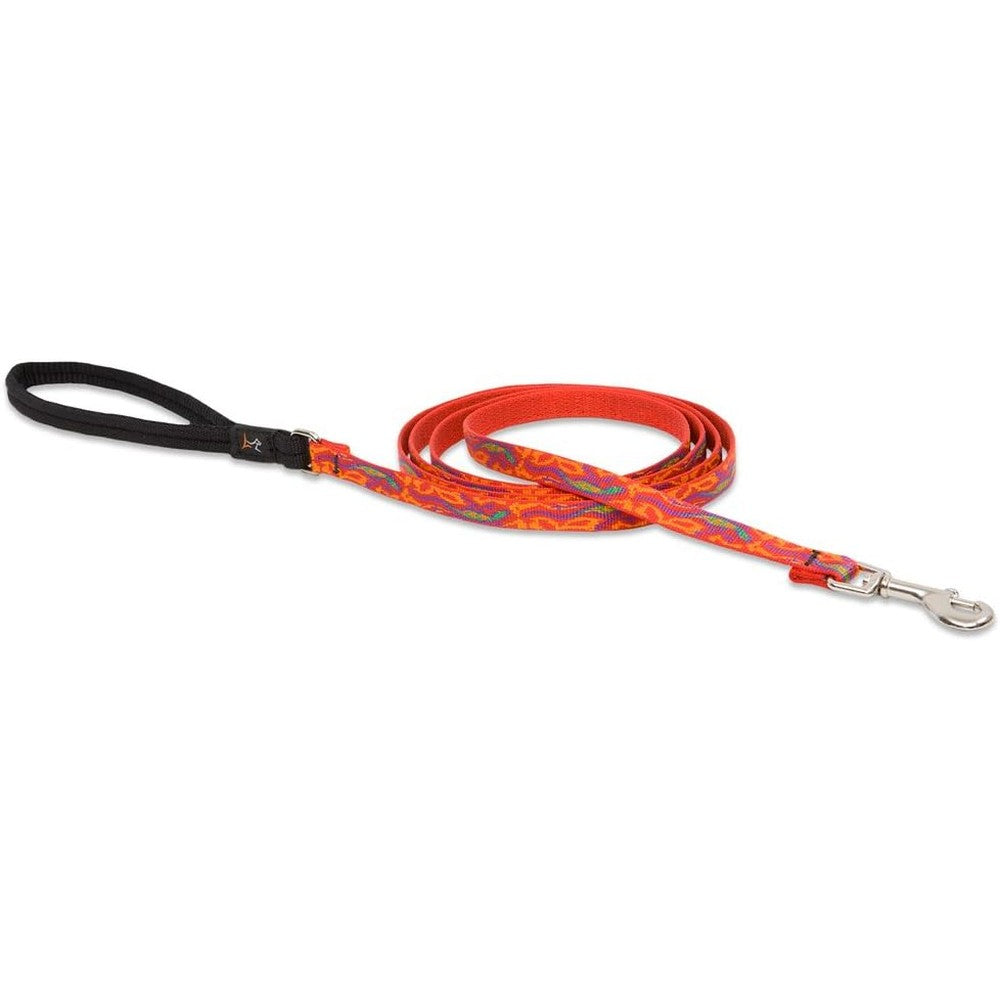 LupinePet Go Go Gecko padded dog leash front view showing pattern
