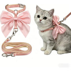 Xydsjjiao pink bow cat vest harness front view