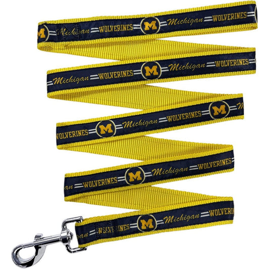 Pets First Collegiate Michigan Wolverines Dog Leash Large Officially Licensed NCAA Pet Accessory For Dogs And Cats