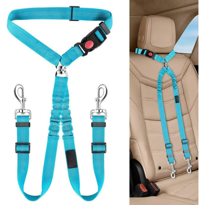 SlowTon pet safety leash dual dog car seat belt front view