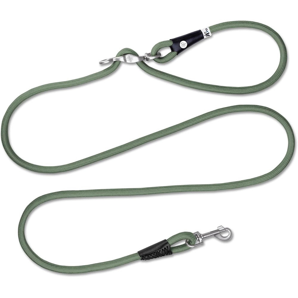 Curli Vario Comfort Leash Moss Small front view featuring shock-absorbing rope design