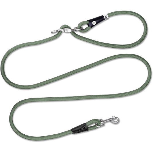 Curli Vario Comfort Leash Moss Small front view featuring shock-absorbing rope design