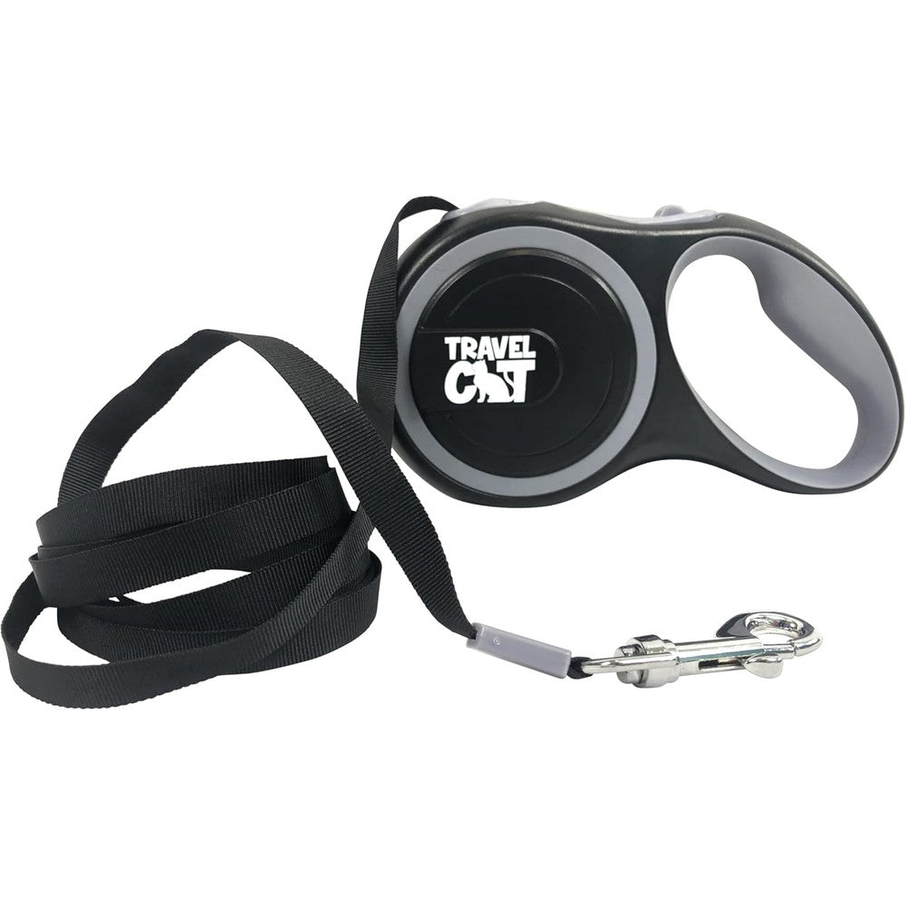 Your Cat Backpack Travel Cat retractable leash front view showing ergonomic black handle.