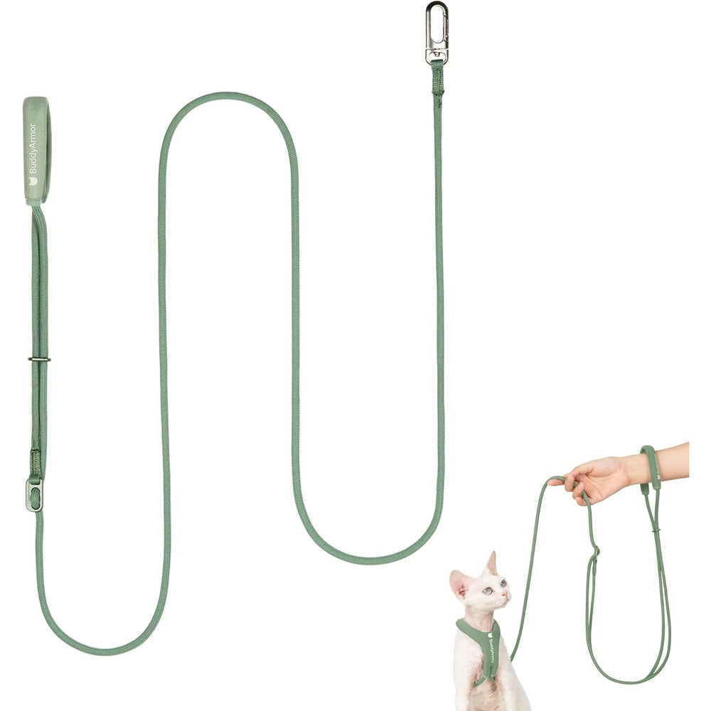 BuddyArmor hands-free cat leash front view olive