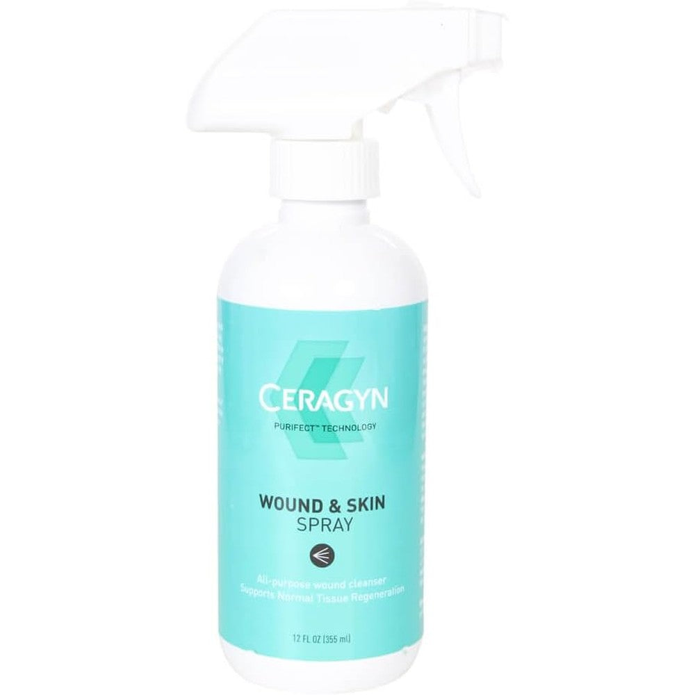 Ceragyn Wound and Skin Formula for Pets 12 Ounce front view bottle for dog and cat first aid.