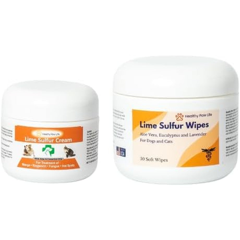 Healthy Paw Life Lime Sulfur Cream and Wipes Bundle front view pet skin care treatment