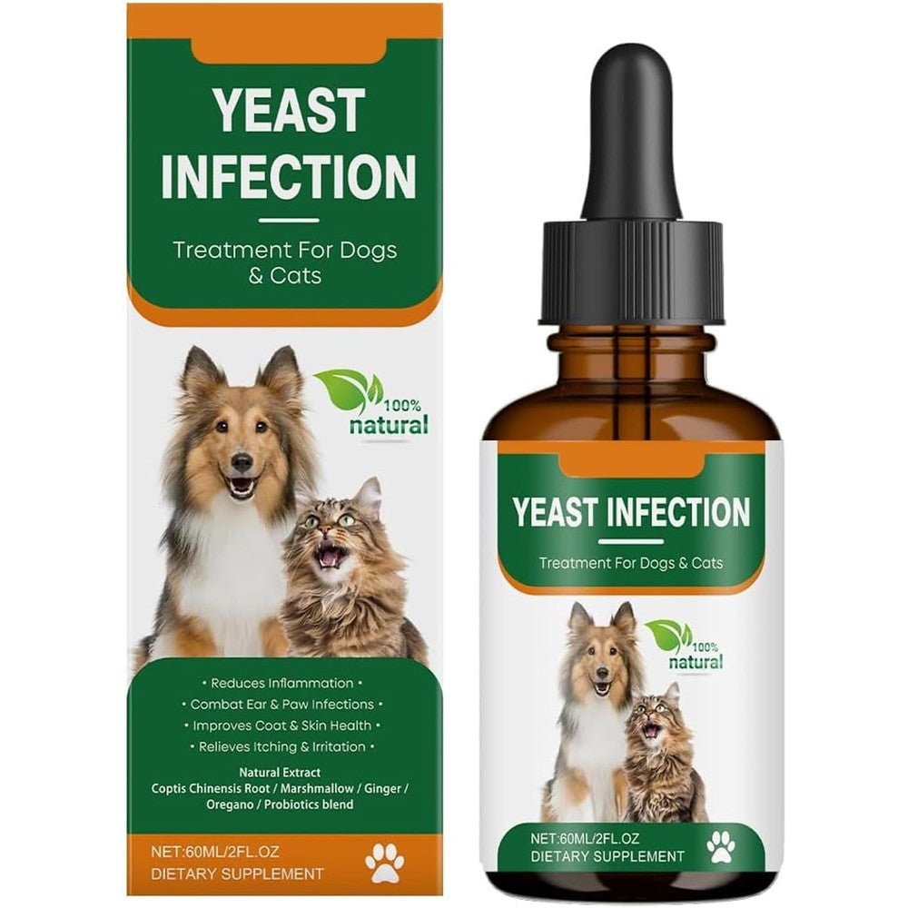 Herlosfeel Vistaxin Yeast Infection Treatment liquid drop bottle front view for pet skin relief