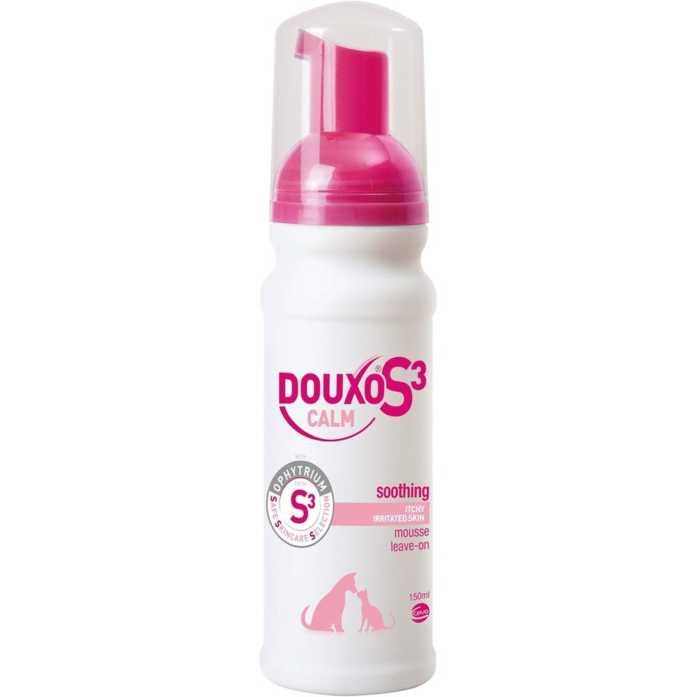 Douxo S3 Calm Itch Relief Dog And Cat Leave On Mousse Front View 150 Milliliters Bottle