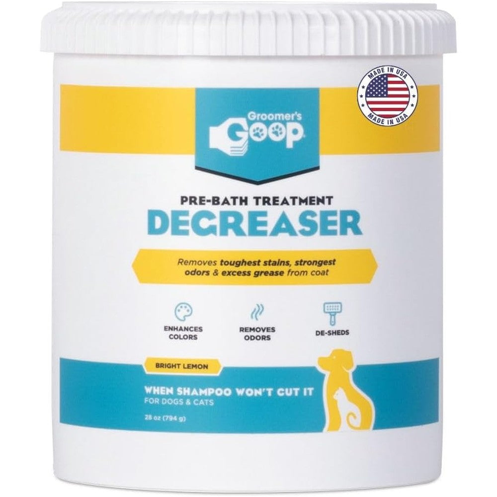 Groomer's GOOP Pre-Bath Pet Degreaser 28 Ounce front view container for oily coat treatment