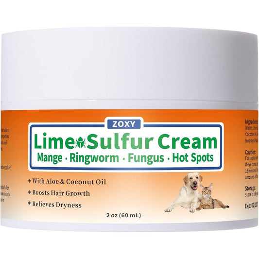 Netrca ZOXY lime sulfur cream front view pet skin treatment jar