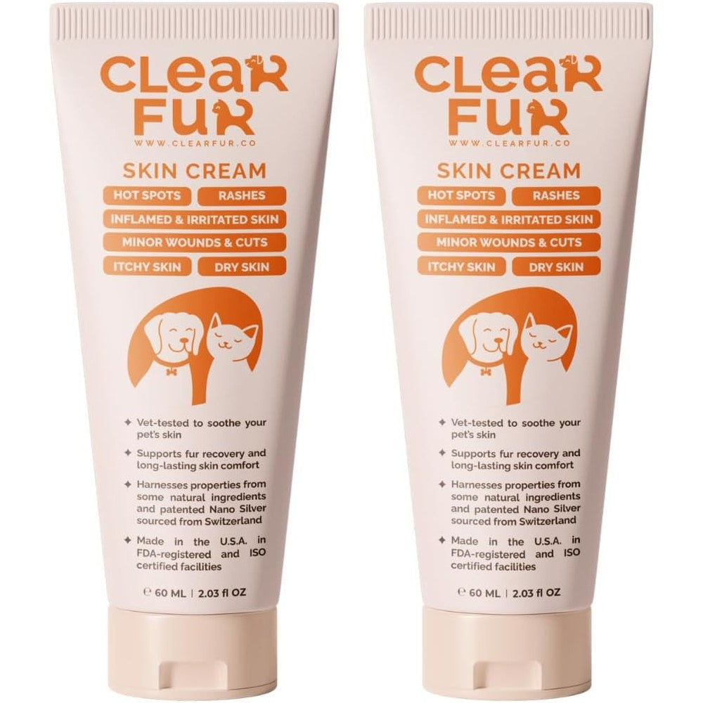 ClearFur Hot Spot and Itch Relief Skin Cream front view of the dual pack packaging.