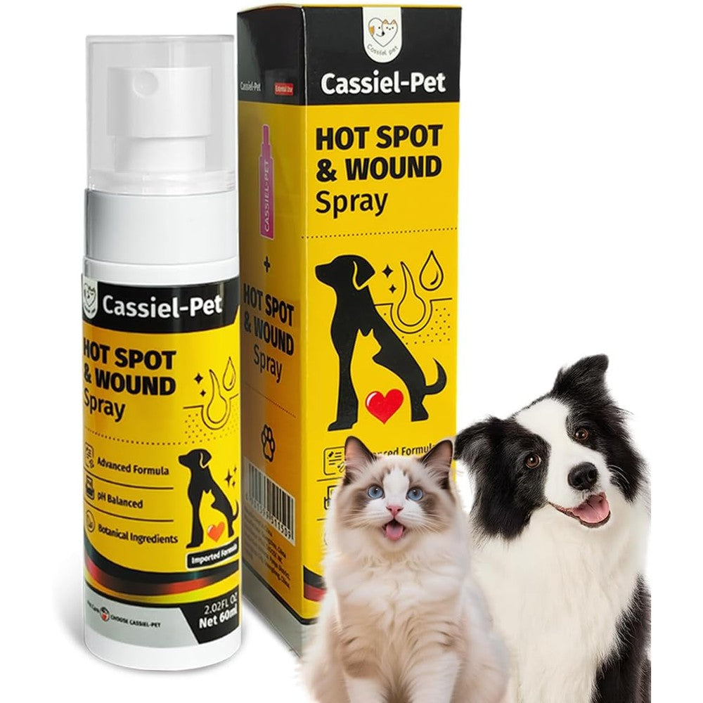 Cassiel Pet Hot Spot Spray front view packaging for dog and cat skin relief