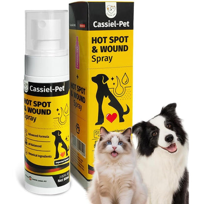 Cassiel Pet Hot Spot Spray front view packaging for dog and cat skin relief