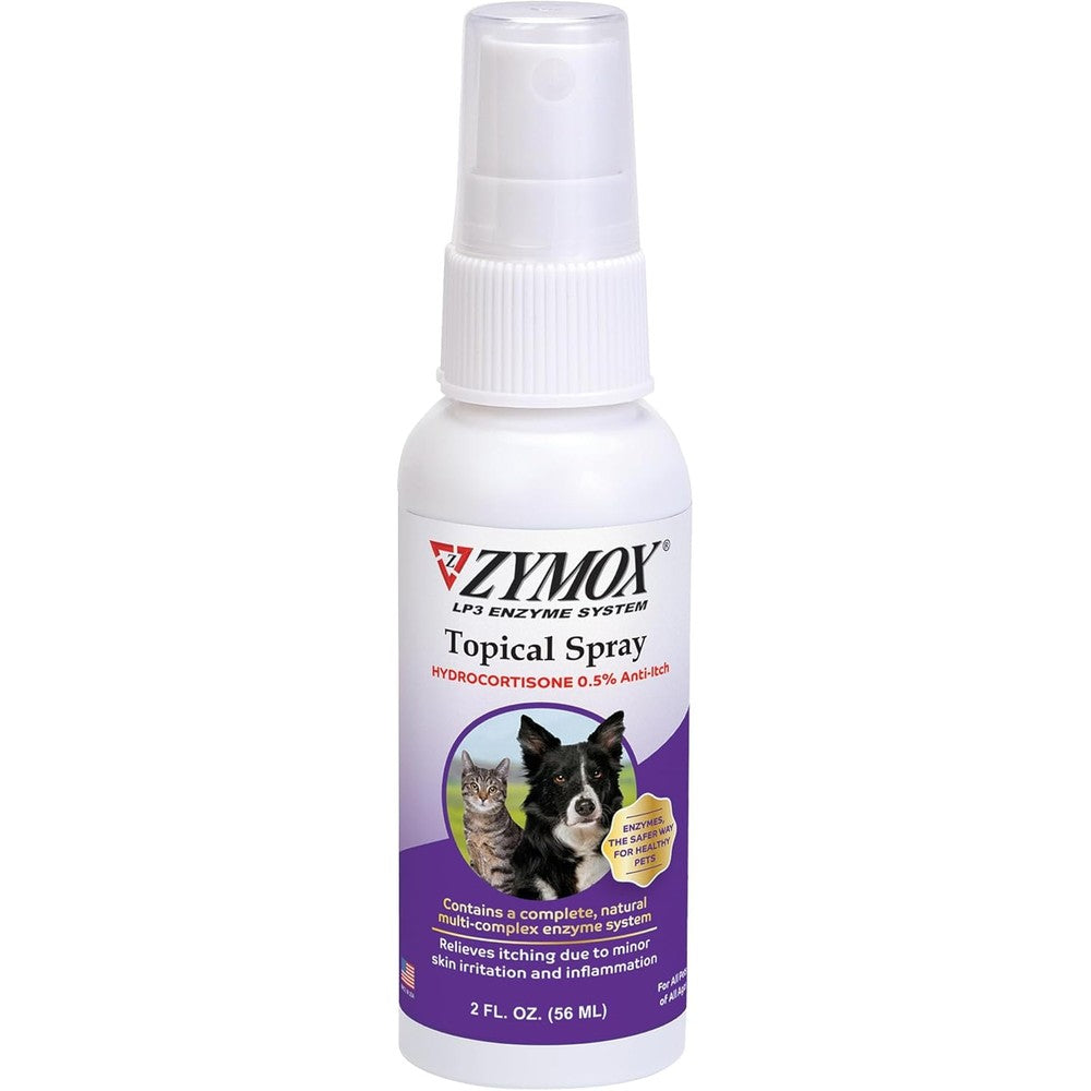 Pet King Brands Zymox topical hot spot spray front view bottle packaging