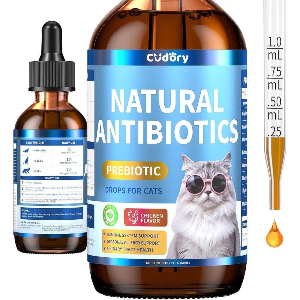 Alivo natural antibiotics supplement for cats front view bottle showcasing chicken flavor text.