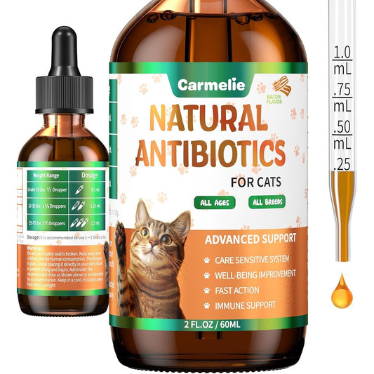 Carmelie natural antibiotics for cats front view bottle for urinary tract health