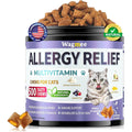 PetSilver Cat Allergy Relief Chews 500 count jar front view showing chicken and krill flavor labels.