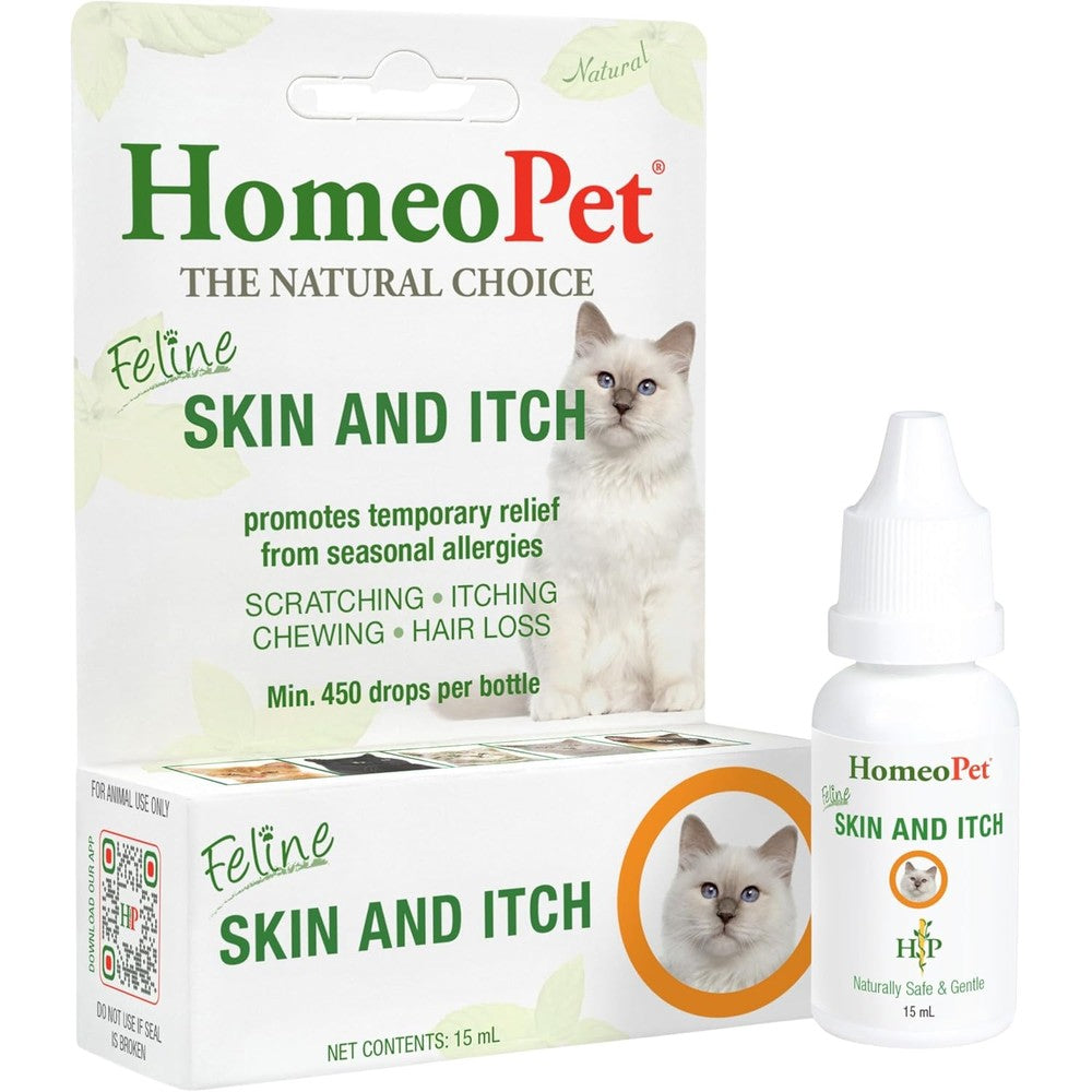 HomeoPet Feline Skin and Itch liquid drops front view authentic pet allergy supplement