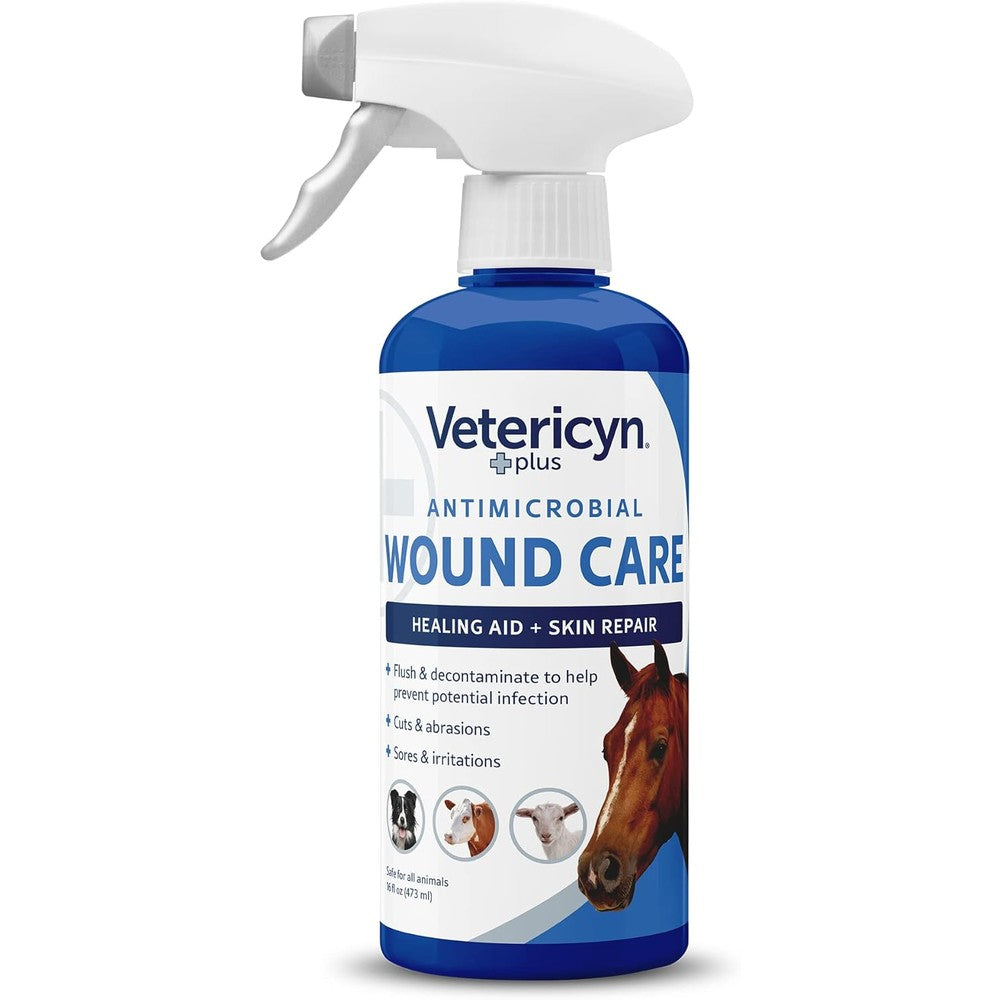Vetericyn Plus horse wound care spray front view 16 Ounces bottle