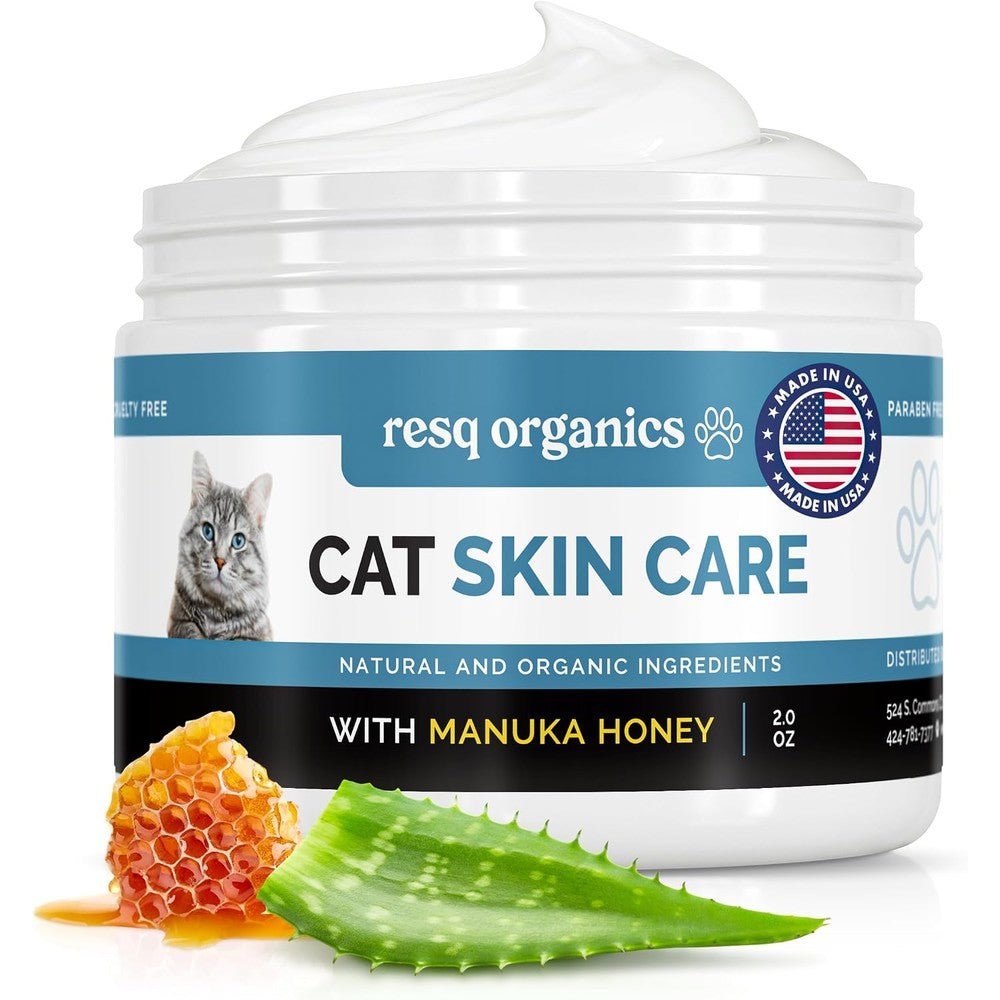 ResQ Organics Cat Paw Balm and Cream front view jar packaging for pet skin care