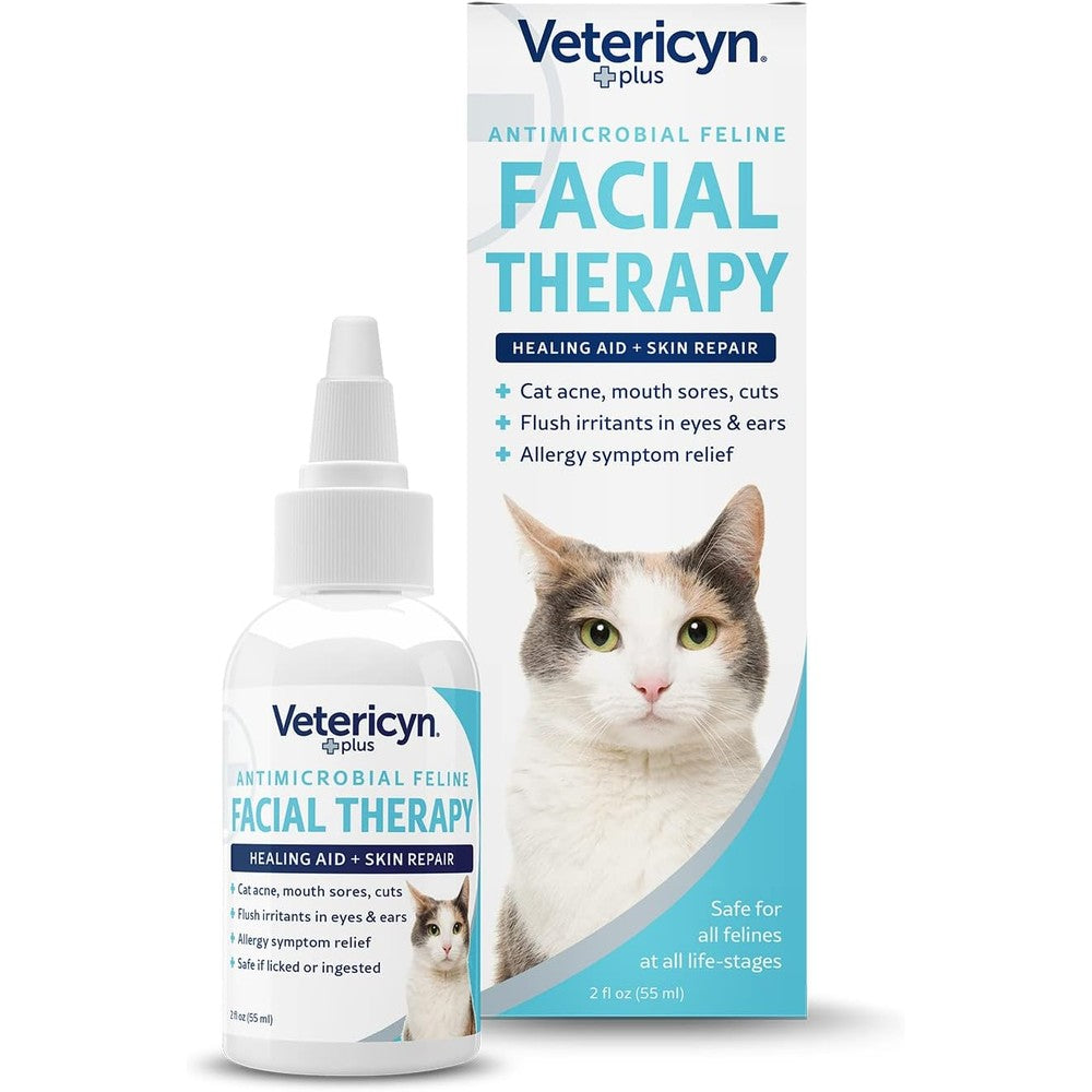 Vetericyn Plus Feline Facial Therapy front view premium cat acne treatment bottle