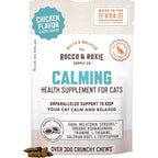 Rocco and Roxie cat calming treats front view package for feline anxiety relief