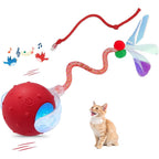 Sentoo interactive cat ball toy front view showing red silicone shell.