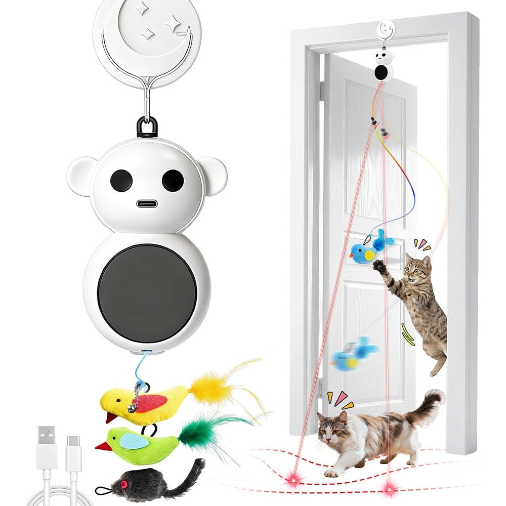 Catpick Joy interactive cat toy front view of hanging motorized device
