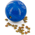PetSafe SlimCat front view showing blue interactive slow feeder ball for cats