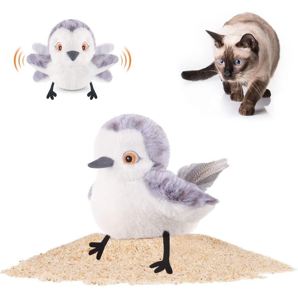 Potaroma Flapping Bird Sandpiper cat toy front view touch activated kitten kicker.