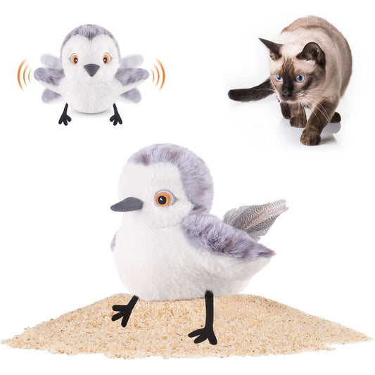 Potaroma Flapping Bird Sandpiper cat toy front view touch activated kitten kicker.