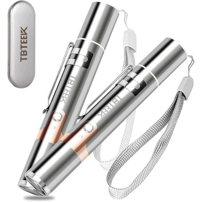 TBTeek interactive cat laser pointer toys front view showing stainless steel casing