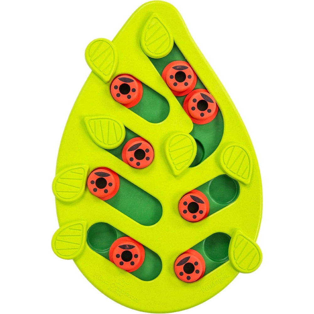 Catstages Buggin Out interactive cat puzzle feeder front view in green color