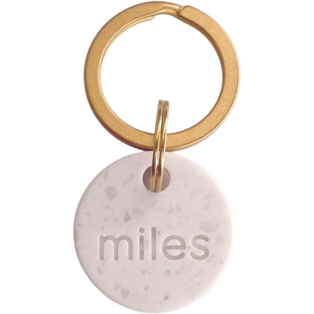 Onoma Stone Pet ID Tag Modern Minimalist Terrazzo Circle Acrylic Nameplate For Dogs And Cats