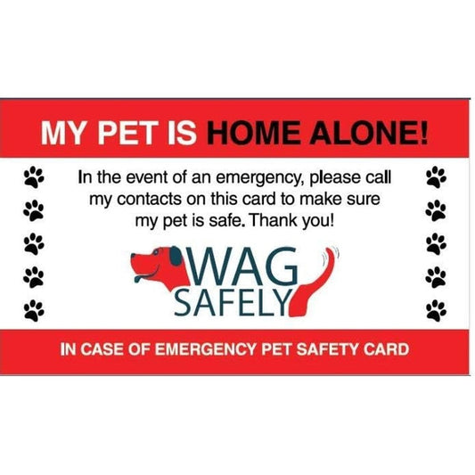WagSafely Pet Home Alone Emergency Wallet Cards For First Responder Pet Rescue Alert Safety Red Writable Surface Pack Of 5