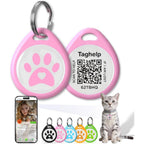 Taghelp Smart QR Code Cat ID Tag With Free Forever Online Profile Silent Anti Lost Pet Safety Collar Tag Pink One Inch