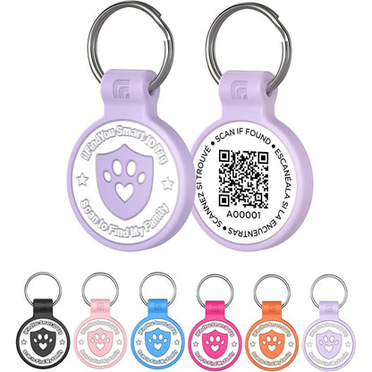 ILFINDYOU Silicone Cat Tags Personalized Small For Pet Collars QR Code Cat Name Tags With Scan Location Alerts Purple Small