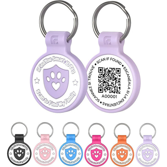 ILFINDYOU Silicone Cat Tags Personalized Small For Pet Collars QR Code Cat Name Tags With Scan Location Alerts Purple Small
