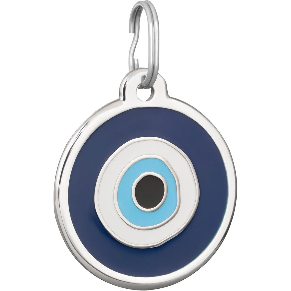CoolDogs Evil Eye Stainless Steel Enamel Pet ID Tag For Dogs And Cats Personalized Engraved Name Collar Tag Protection Charm Medium Size