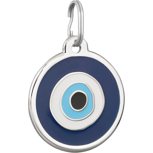 CoolDogs Evil Eye Stainless Steel Enamel Pet ID Tag For Dogs And Cats Personalized Engraved Name Collar Tag Protection Charm Medium Size
