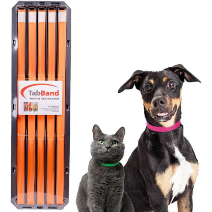 TabBand Max Premium Pet ID Collars Orange Waterproof Writable Tear Resistant Temporary Animal Identification Bands 20 Inch 500 Count